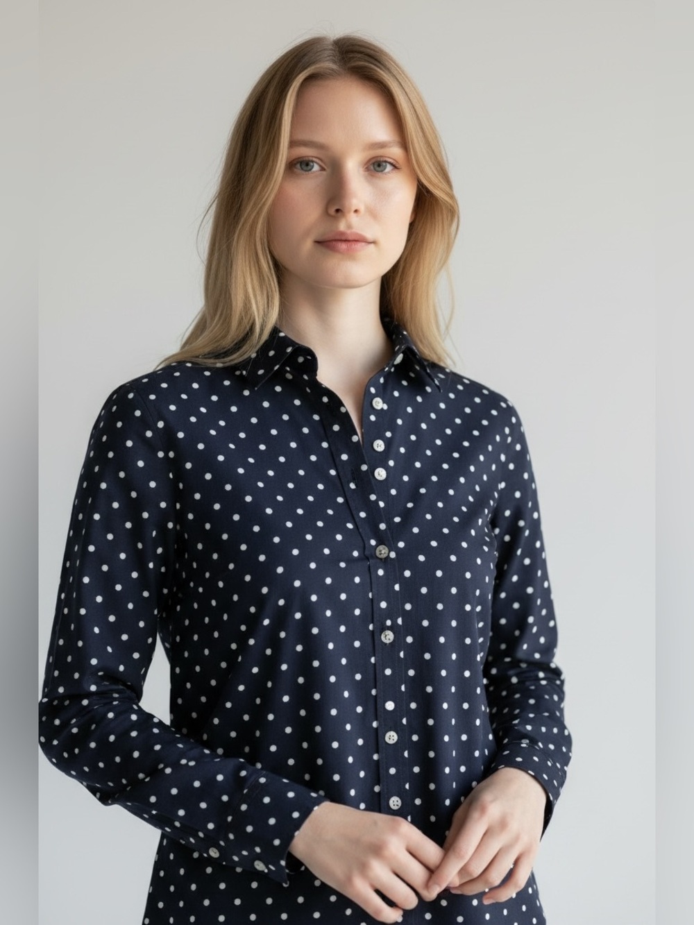 Lauren Ralph Lauren Blue Polka Dot Button Down Shirt